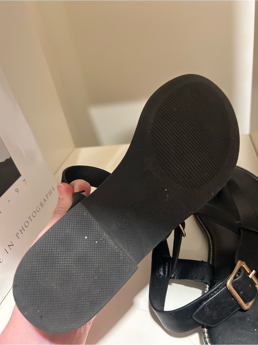 Joie Black Leather Toe-Loop Ankle Strap Sandals - Picture 5 of 5